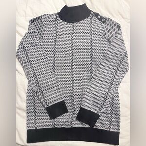 Calvin Klein Monochrome Patterned Turtleneck Sweater - Small